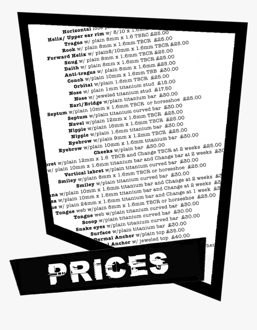 Indigo Norwich Piercing Price List, HD Png Download, Free Download