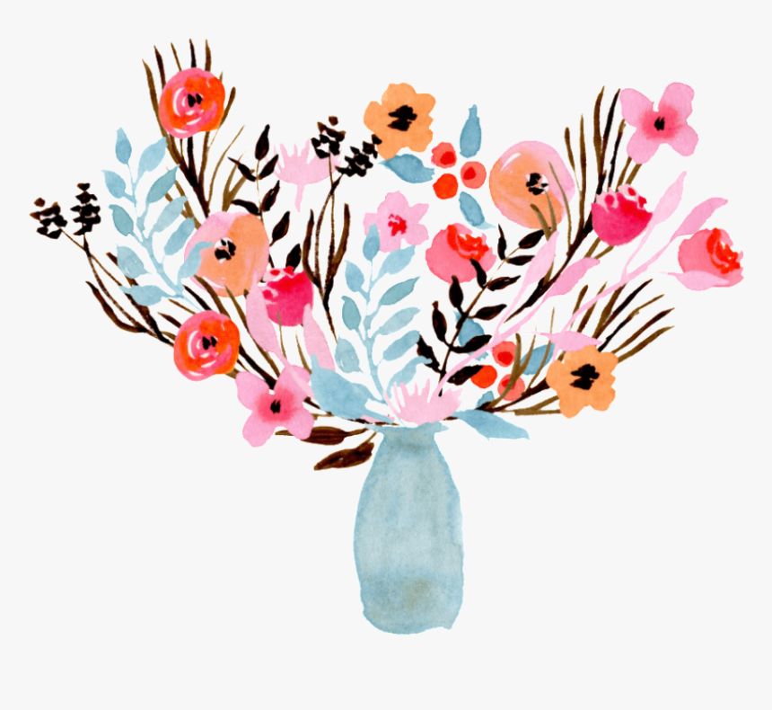 Free Png Download Flower Vase Water Colour Png Images - Flower Vase Watercolour Png, Transparent Png, Free Download