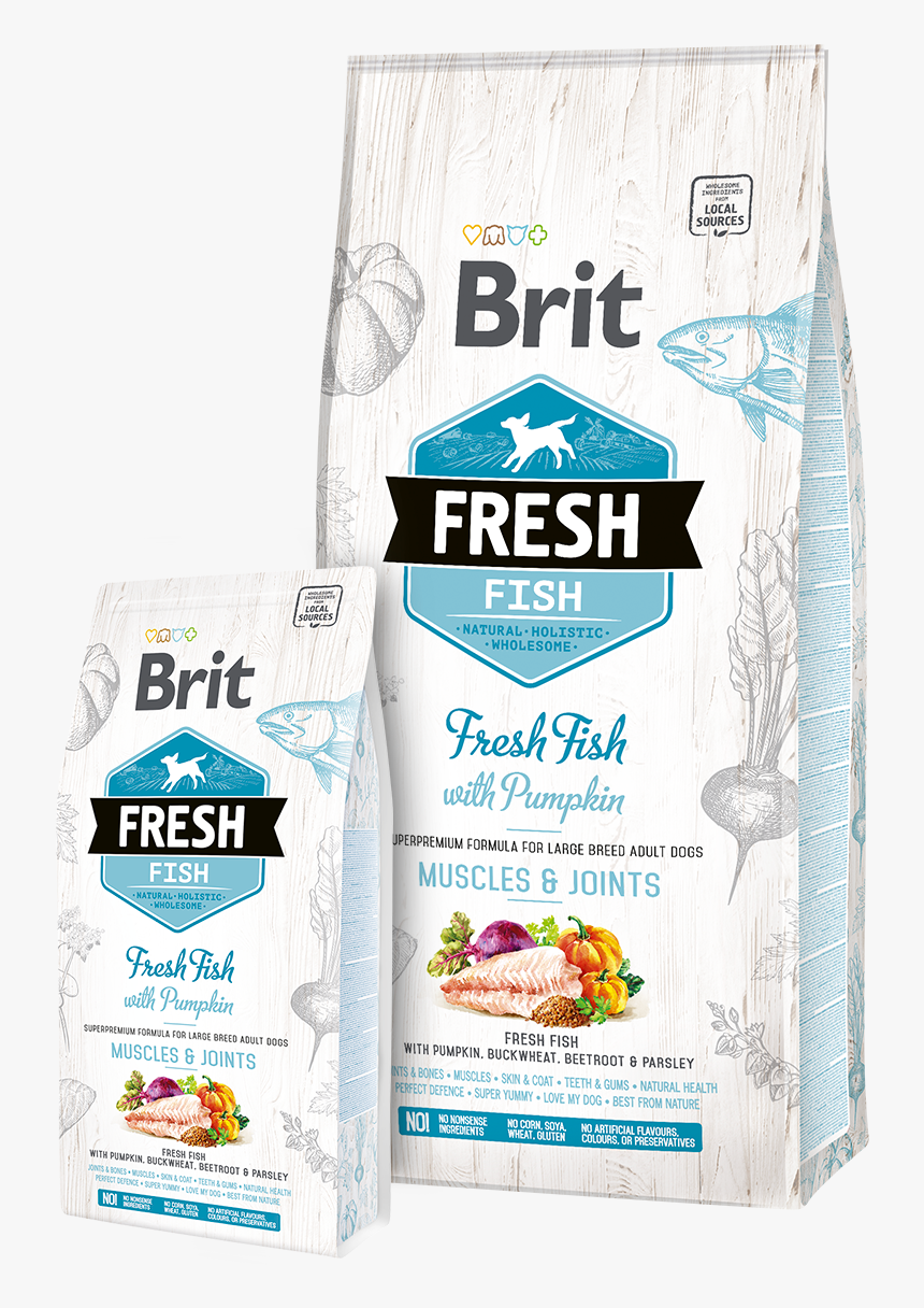 Brit Fresh Fish With Pumpkin Adult Large Muscles & - Brit Fresh Dog Food, HD Png Download, Free Download