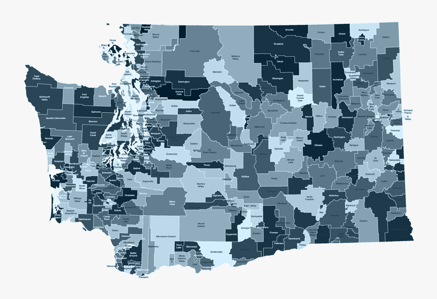 Map Of School Districts In Washington State - Washington State School Districts, HD Png Download, Free Download
