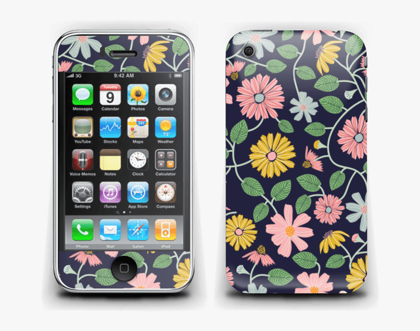 Flores Vintage Vinilo Iphone 3g/3gs - Black Iphone 3gs, HD Png Download, Free Download