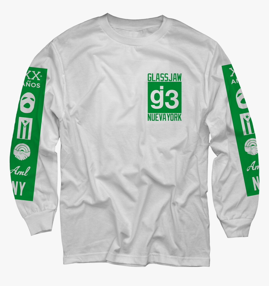 White Long Sleeve T Shirt Front, HD Png Download, Free Download