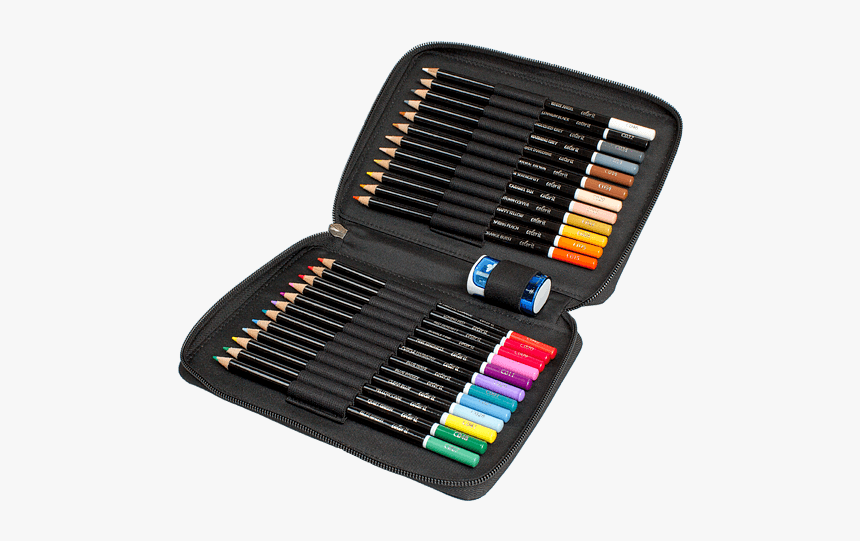 Premium 24 Colored Pencil Set With Case And Sharpener - Colored Pencil, HD Png Download, Free Download