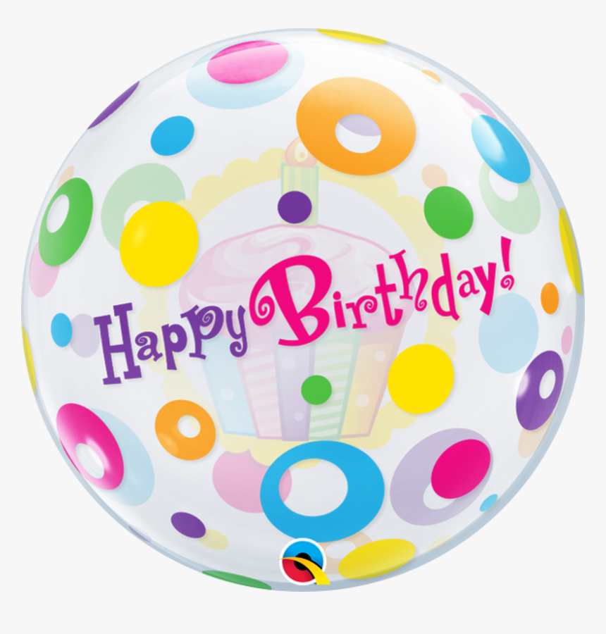 22"q Bubble Happy Birthday Cupcake & Dots, HD Png Download, Free Download