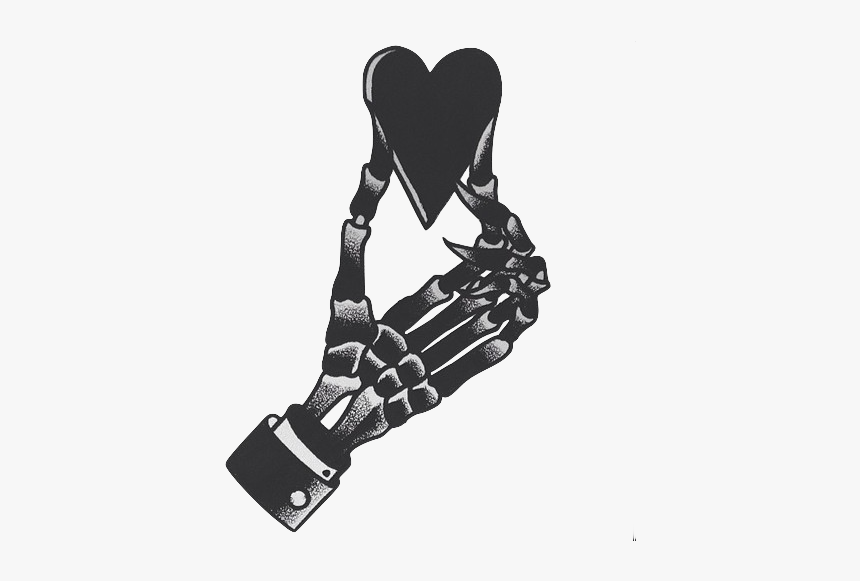 #skeleton #hand #heart #ftestickers #black #freetoedit - Skeleton Hand Holding Heart Tattoo, HD Png Download, Free Download