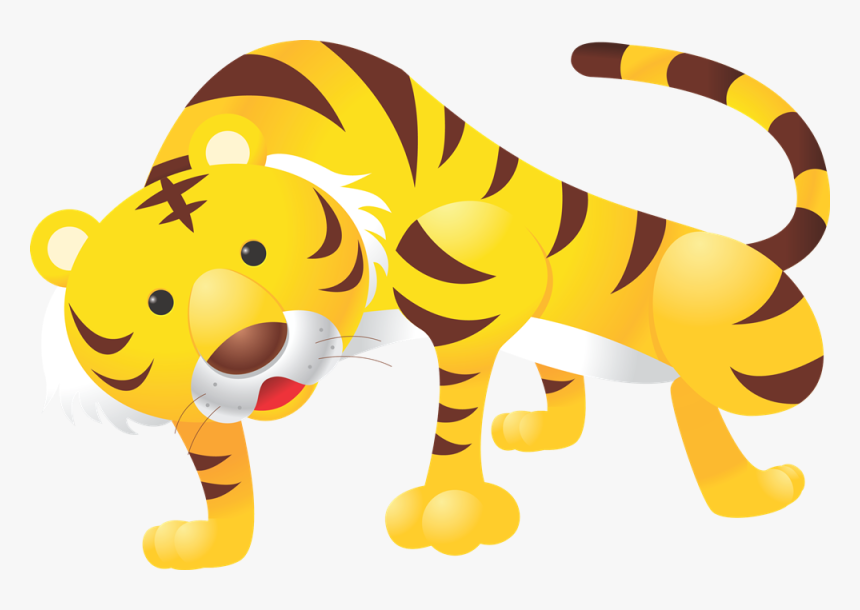 Tiger Clipart Yellow - Public Domain Cartoon Tiger, HD Png Download, Free Download