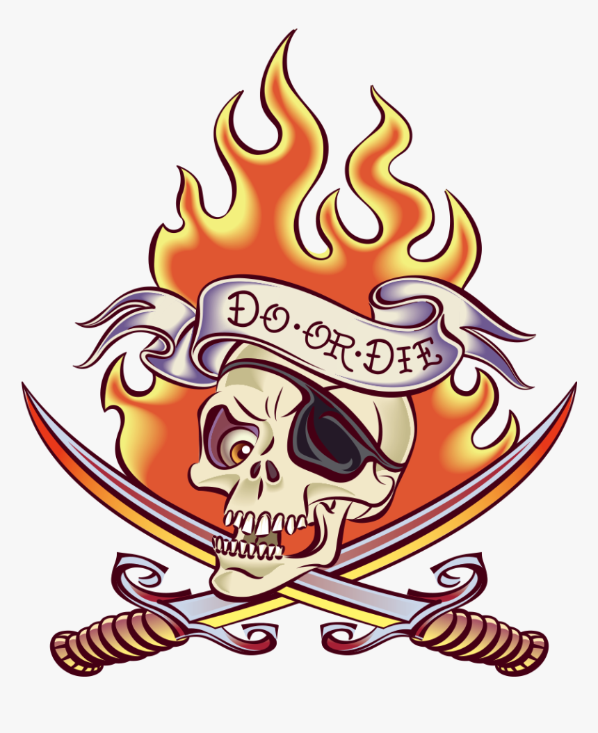 Old School Flame Illustration - Old School Skull Designs Tattoo, HD Png Download, Free Download