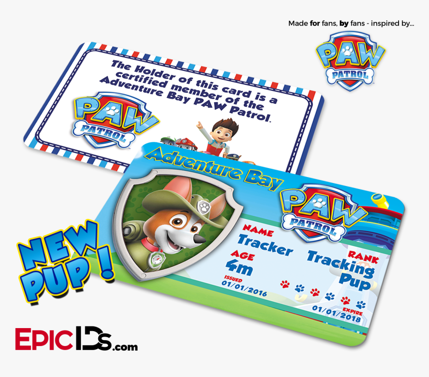 Paw Patrol Inspired Adventure Bay Paw Patrol Id Card - Paw Patrol Birthday Souvenirs, HD Png Download, Free Download