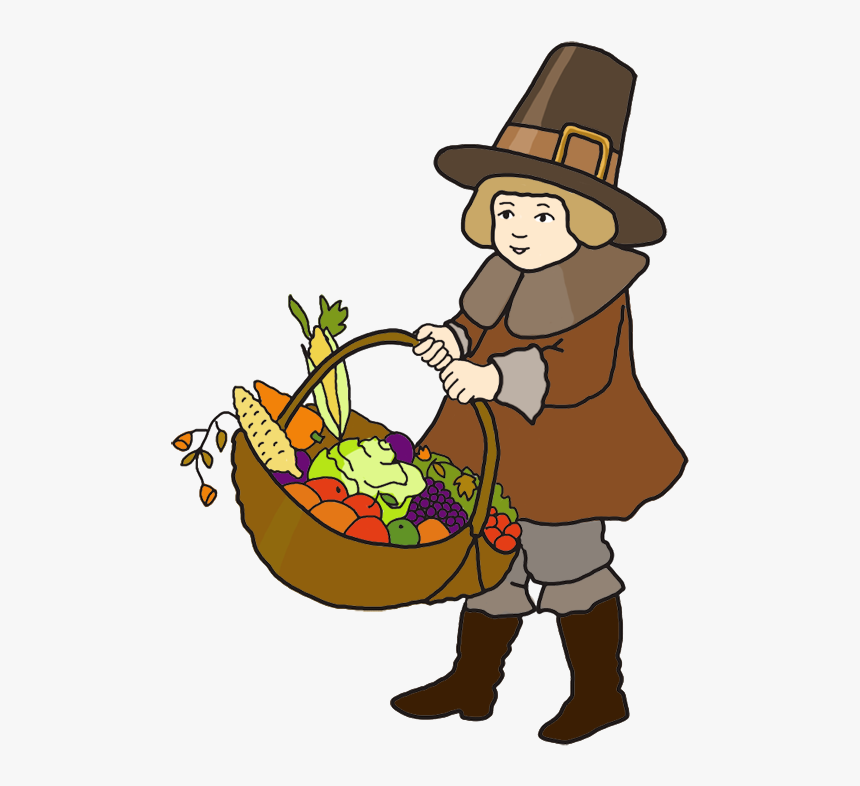 Pilgrim Boy With Thanksgiving Harvest - Thanksgiving Stuff, HD Png Download, Free Download