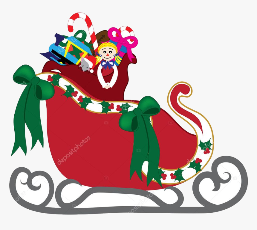 Sleigh Clipart Santa With Clip Art Illustration Of - Santa's Sleigh Clip Art, HD Png Download, Free Download
