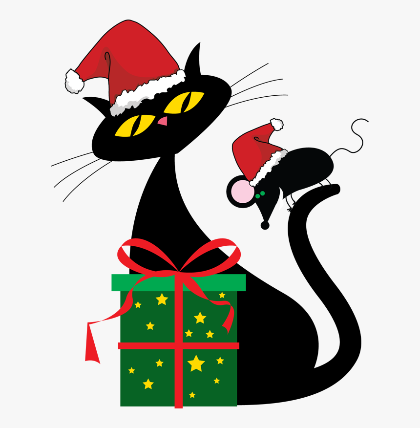 Christmas Cat Clipart - Christmas Clip Art Cat, HD Png Download, Free Download