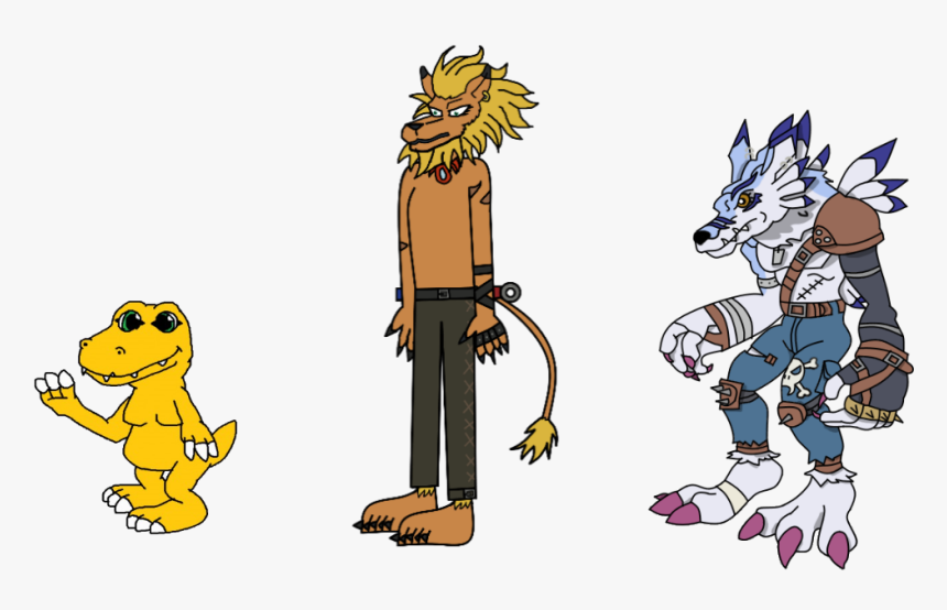 Three Digimon Transformations - Cartoon, HD Png Download, Free Download