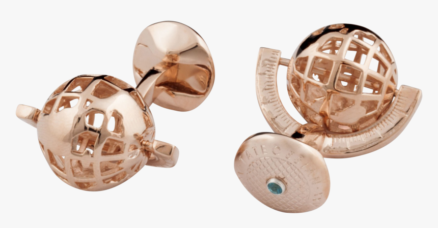 Rose Gold Globe Cufflink"
 Title="rose Gold Globe Cufflink - Earrings, HD Png Download, Free Download