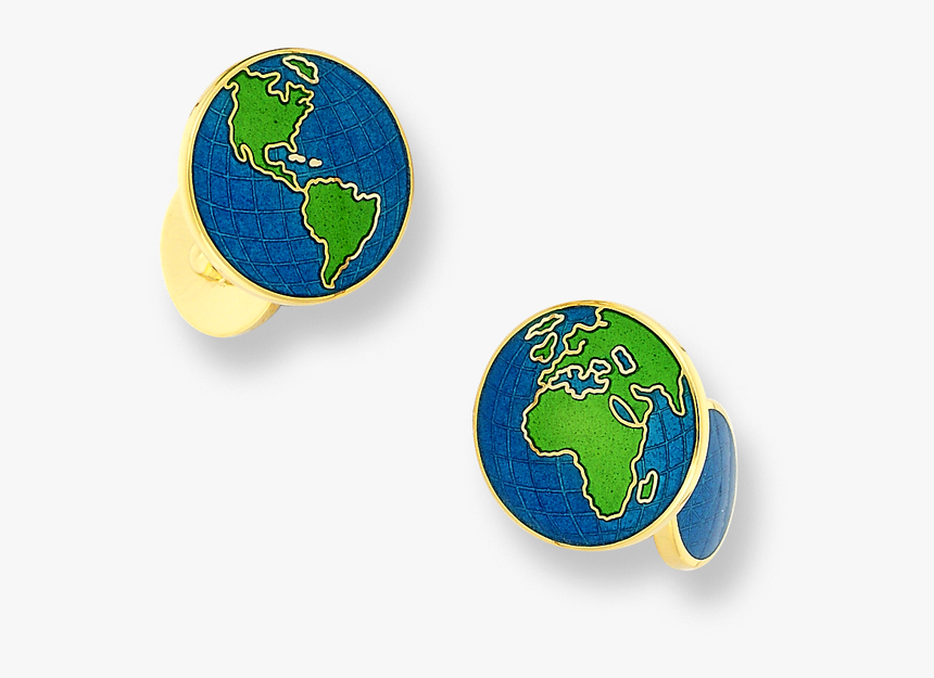 Nicole Barr Designs 18 Karat Gold Earth Cufflinks-blue - Earth, HD Png Download, Free Download