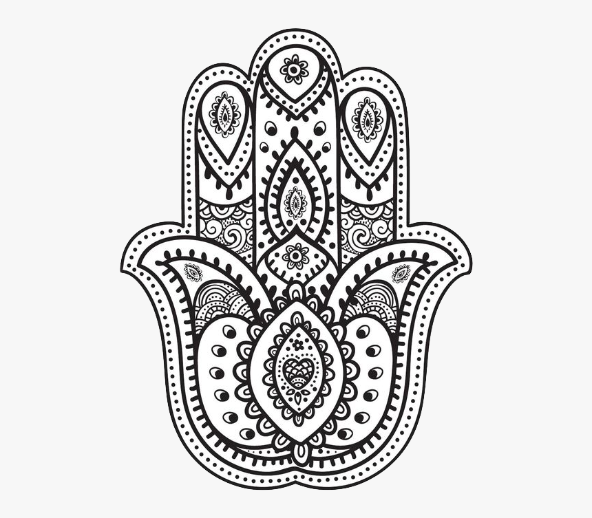 Hamsa Hand Coloring Page , Png Download - Mandala Coloring Pages Hand, Transparent Png, Free Download