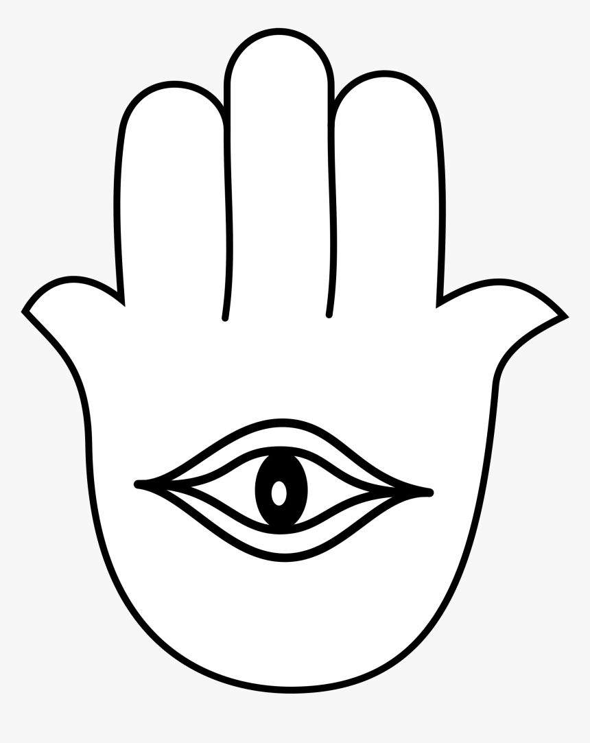 Face,facial Expression,line Book,finger,hand,lip,no - Hamsa Hand Outline With Eye, HD Png Download, Free Download