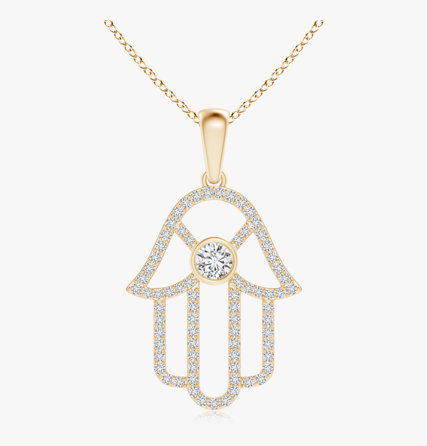 Lab Grown Diamond Hamsa Hand Necklace - Pendant, HD Png Download, Free Download