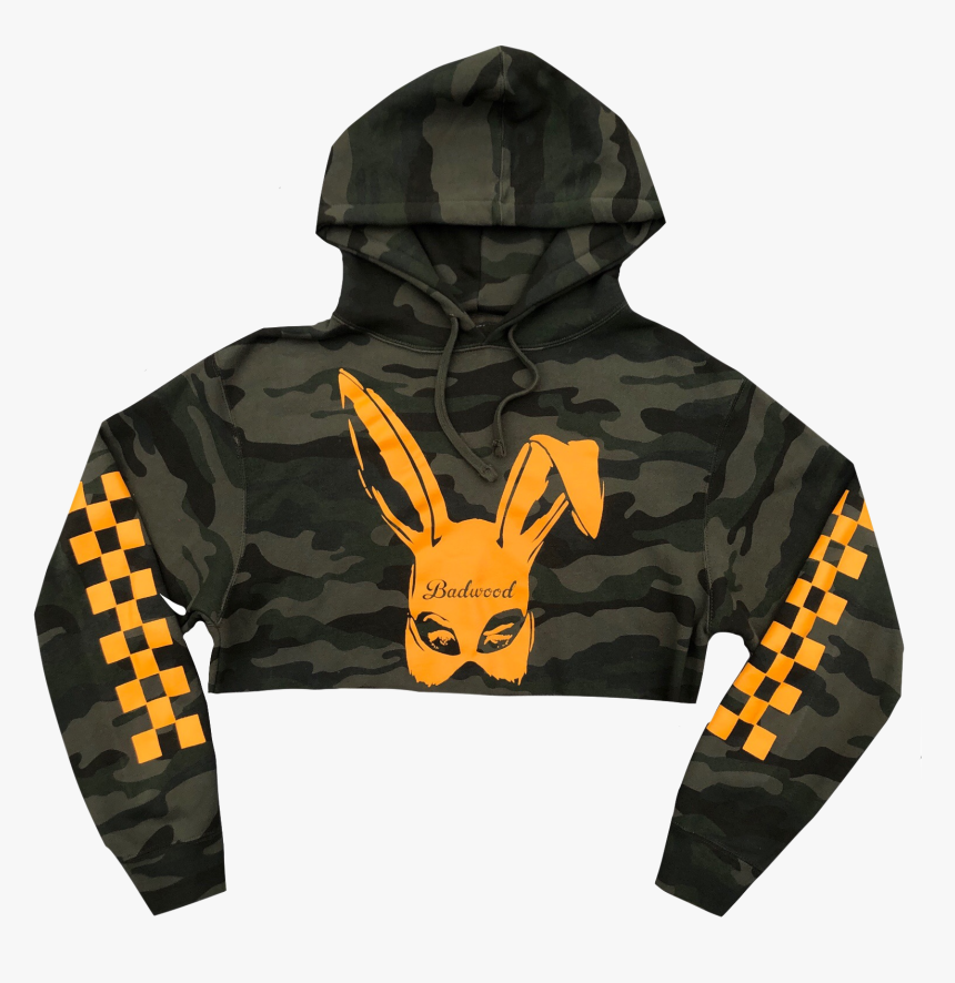Bad Bunny Cropped Hoodie In Camo - Hoodie, HD Png Download, Free Download