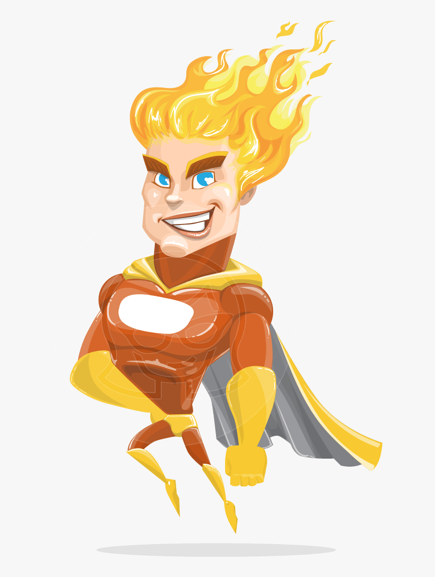 Fire Superhero Cartoon Vector Character Aka Jason Meteoro - Fire Hair Cartoon, HD Png Download, Free Download