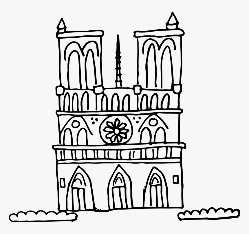 Notre Dame In Line Sketch, HD Png Download, Free Download