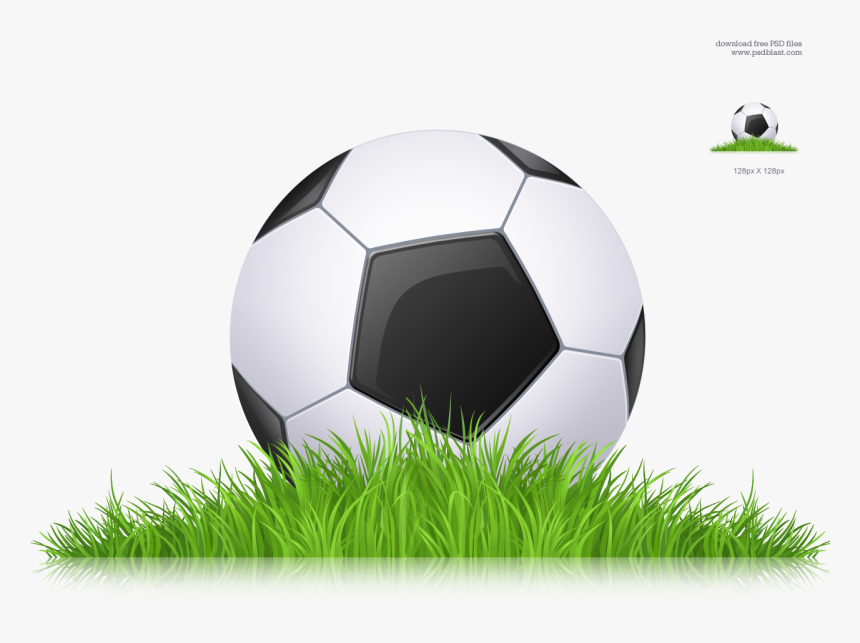 Football Icon Pitch Download Free Image Clipart - Soccer Ball On Grass Clipart, HD Png Download, Free Download