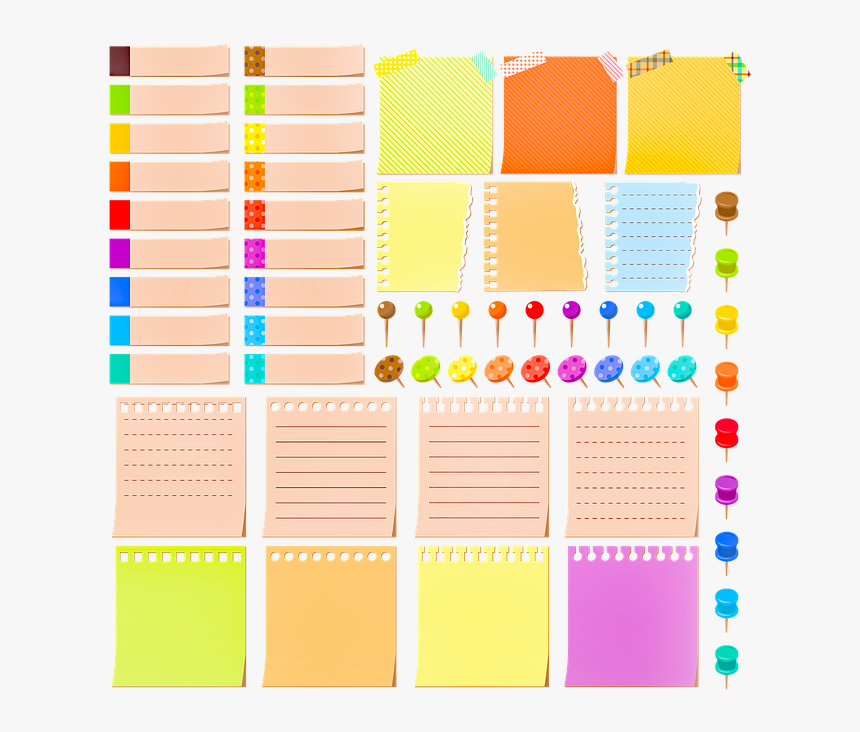 Note Paper, Post It, Push Pins, Labels, Paper, Office - Colorfulness, HD Png Download, Free Download