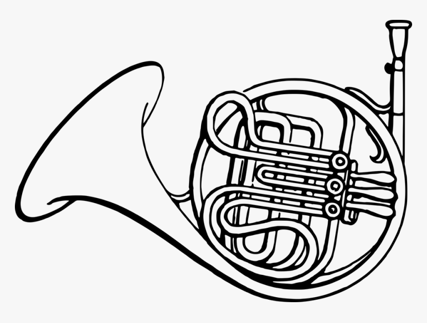 French, Horn, Instrument, Music, Musical - French Horn Instrument Drawing, HD Png Download, Free Download