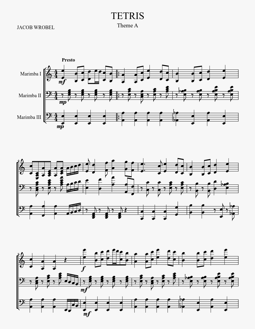 Tetris Sheet Music 1 Of 6 Pages - Johann Strauss Ii Tik Tak Polka, HD Png Download, Free Download