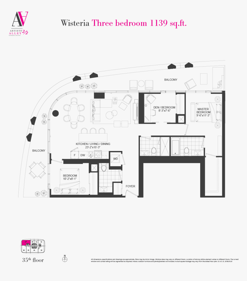 Wisteria - Curved Window Design Floor Plan, HD Png Download, Free Download