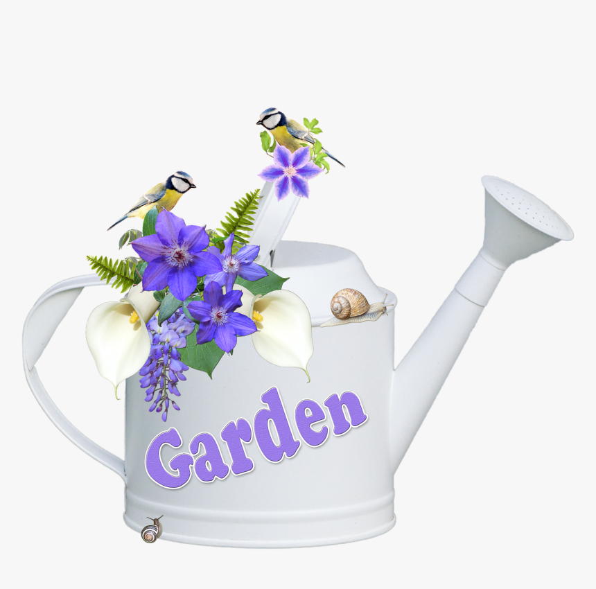 Watering Can, Flowers, Clematis, Callas, Wisteria - Bouquet, HD Png Download, Free Download