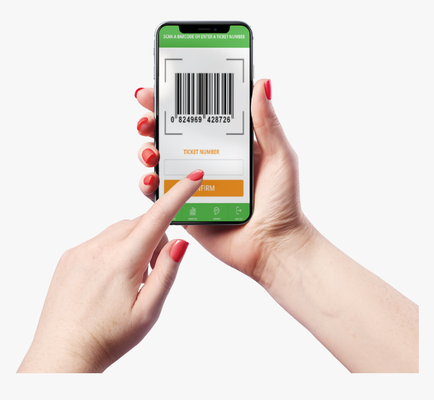 Transparent Ticket Barcode Png - Iphone X Mockup In Hand, Png Download, Free Download