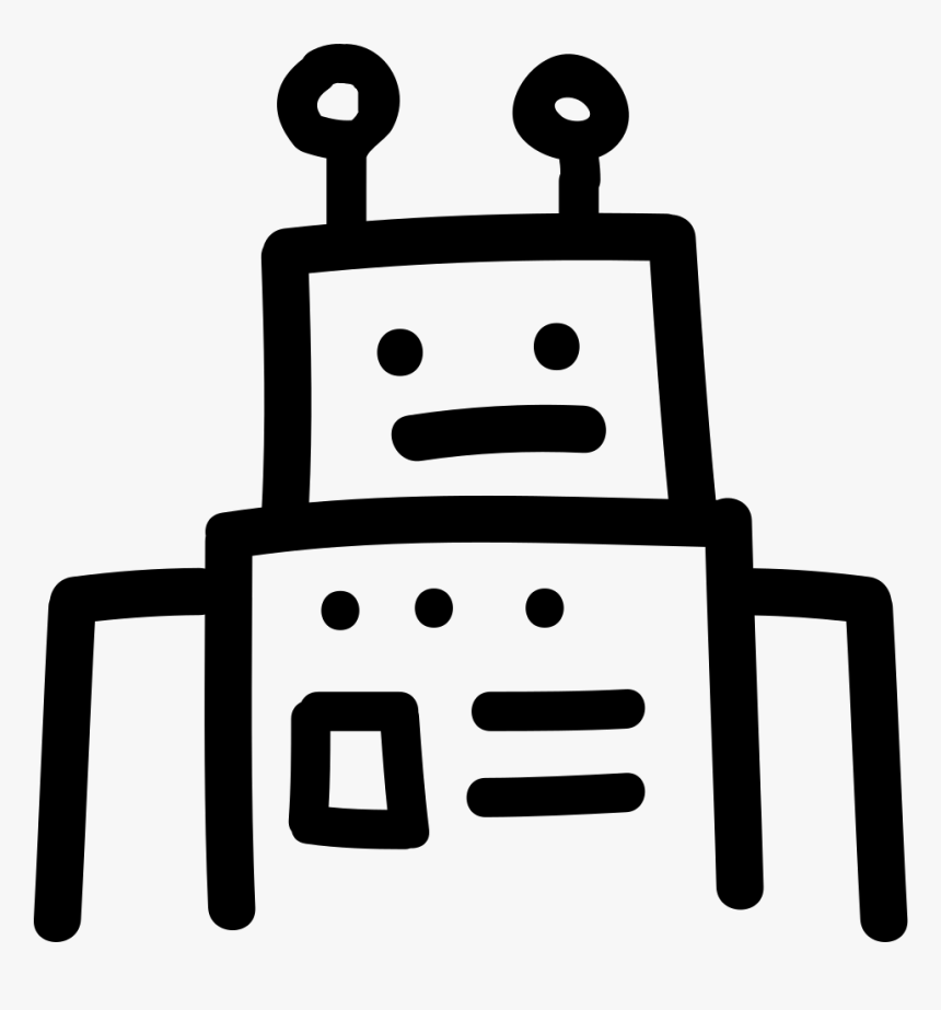 Robot Hand Drawn Outline - Robot Icon Hand Drawn, HD Png Download, Free Download