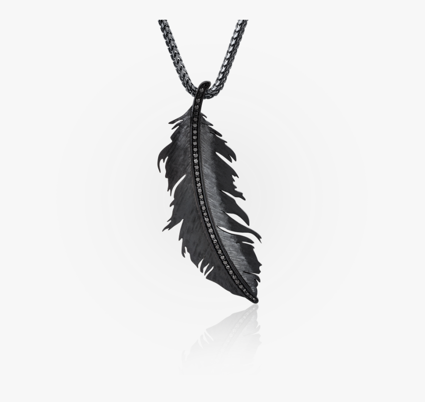Black Single Feather Pendant - Locket, HD Png Download, Free Download