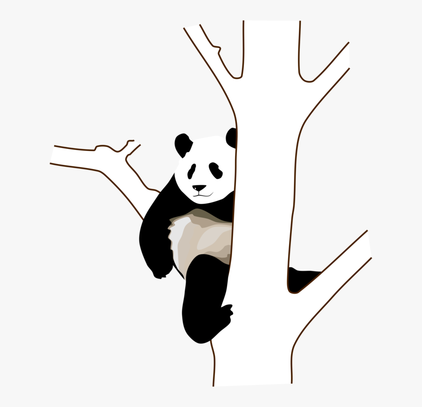 Tree,art,neck - Panda On A Tree Clipart, HD Png Download, Free Download