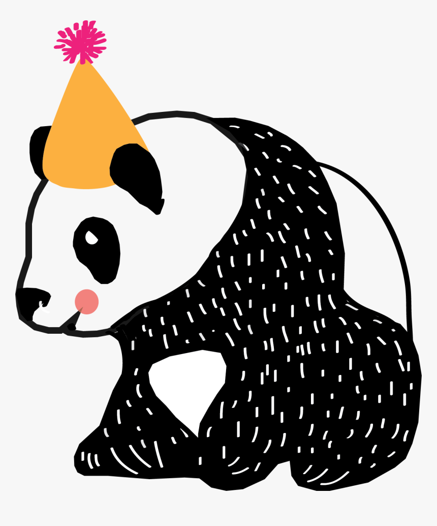 Cute Illustration Of Party Animal Panda With Party - Panda With Birthday Hat, HD Png Download, Free Download