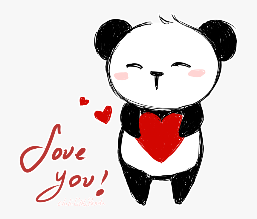 Drawn Panda Cute Panda Love - Cute Panda I Love You, HD Png Download, Free Download