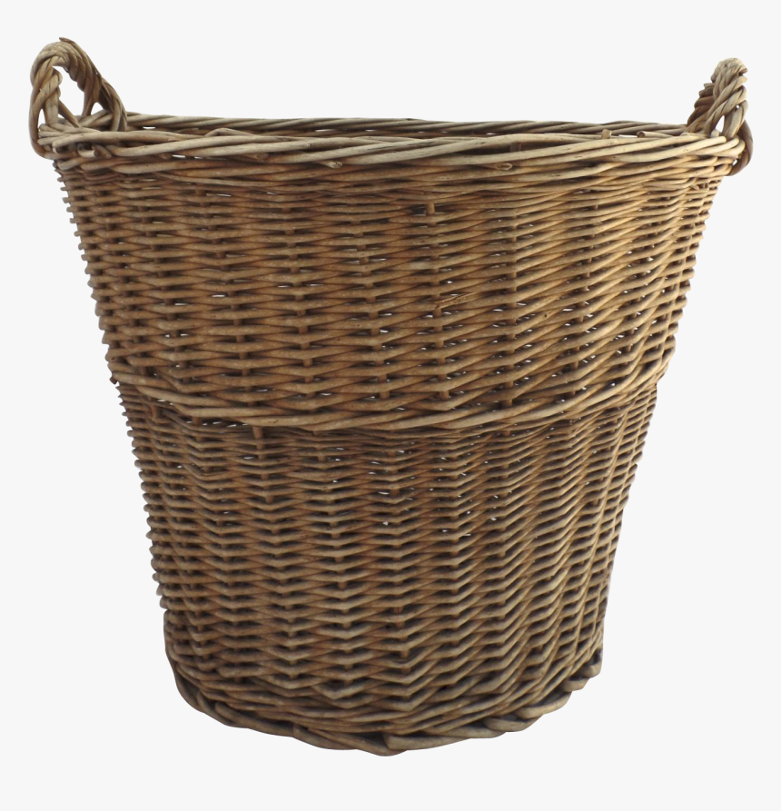 Vintage French Style Wicker Laundry Basket Tall Side - Wicker, HD Png Download, Free Download