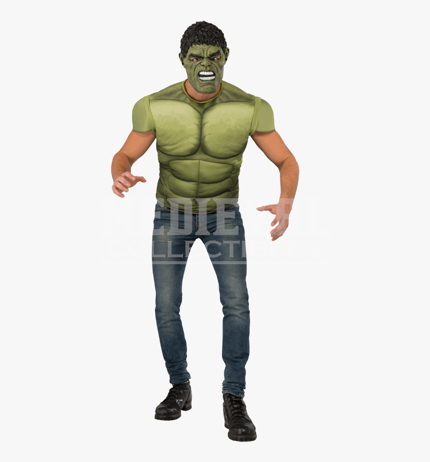 Adult Avengers 2 Deluxe Hulk Costume Top And Mask Set - Adult Hulk Costume, HD Png Download, Free Download