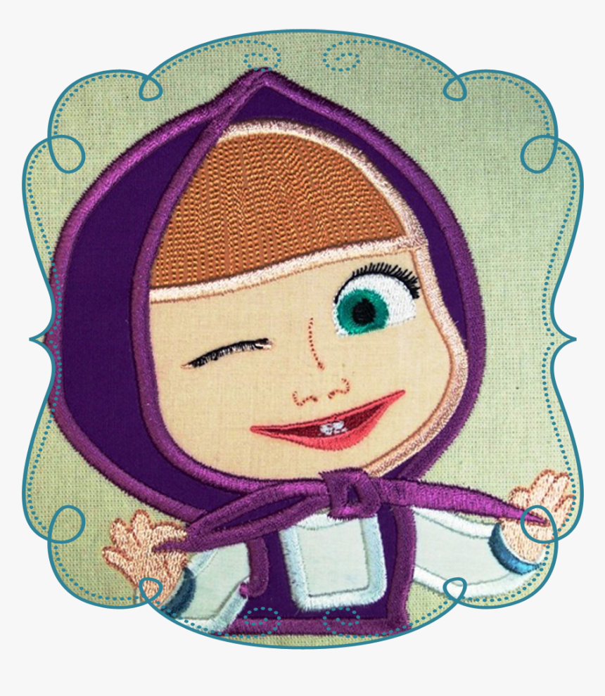 Marsha With A Wink - Masha And The Bear Embroidery, HD Png Download, Free Download