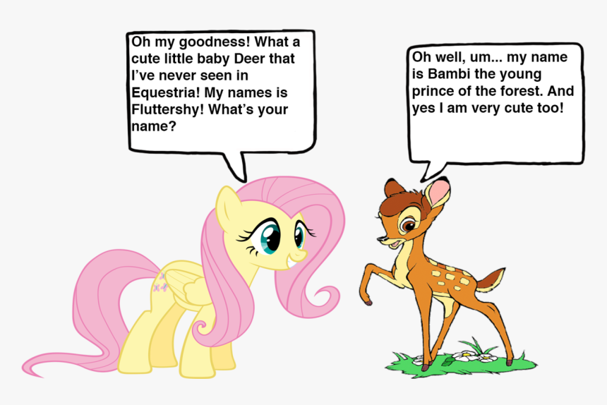 Bambi, Crossover, Deer, Disney, Fluttershy, Safe - Fluttershy Meets Bambi, HD Png Download, Free Download