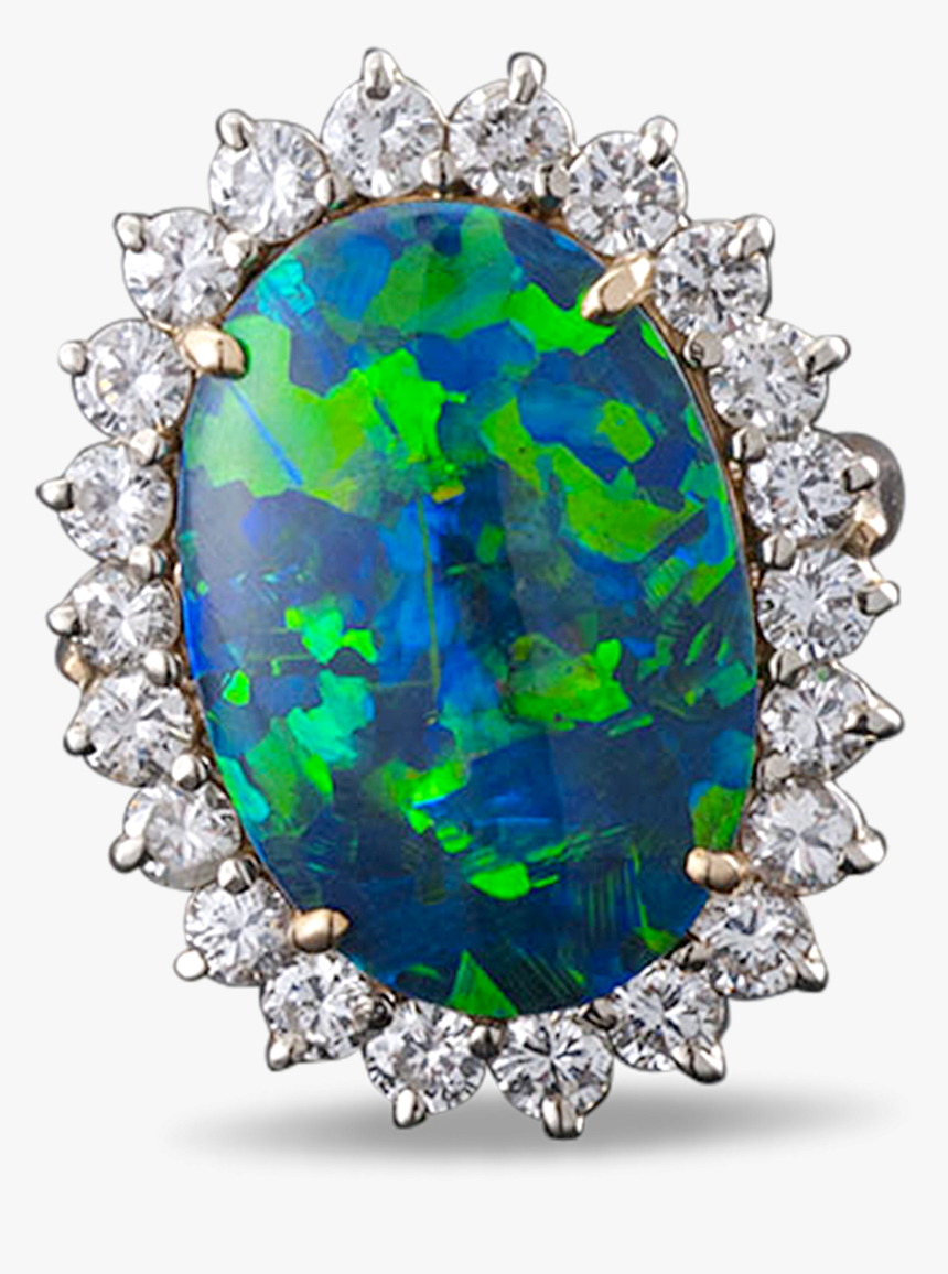 Black Opal And Diamond Ring, - Diamond, HD Png Download, Free Download