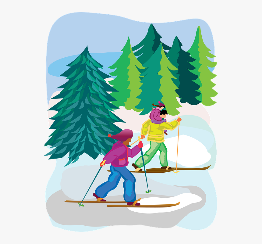 Tree, Nature, Sketch, Christmas, Cross-country, Skiing - Skiing, HD Png Download, Free Download