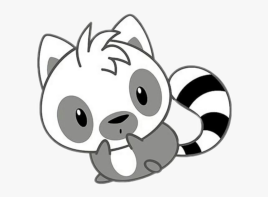 Freetoedit Cute Kawaii Racoon Grey White Black - Cute Lemur Drawing, HD Png Download, Free Download