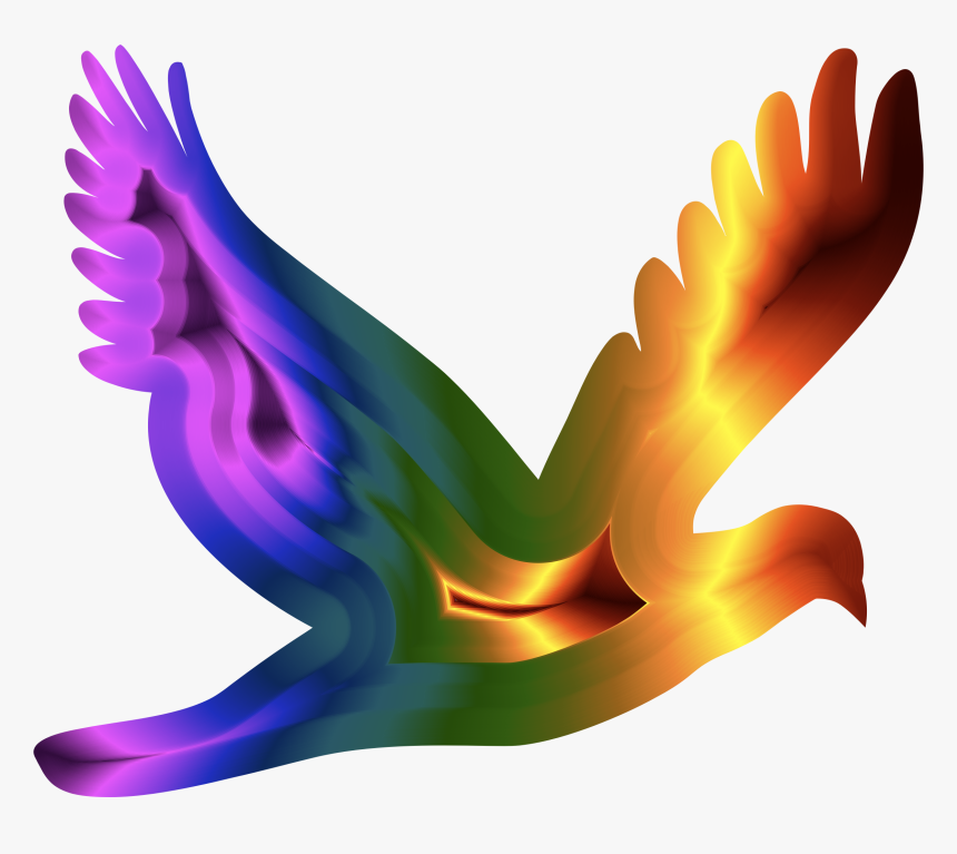 Chromatic Flying Dove Silhouette 2 Clip Arts - Dove With Peace Sign, HD Png Download, Free Download