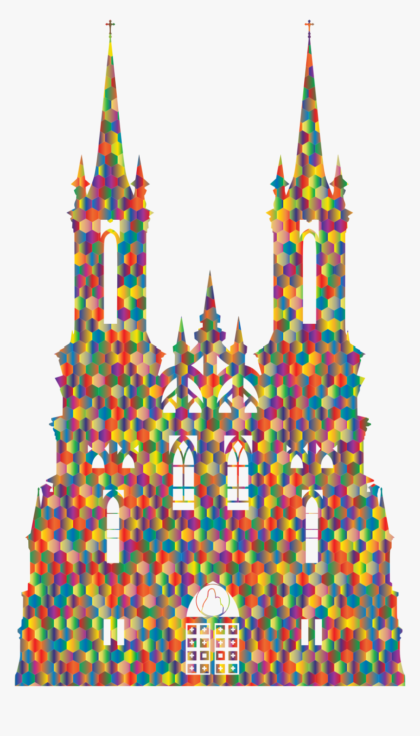 Polyprismatic Hexagonal Mosaic Gothic Castle Silhouette - Silhouette Castle Png, Transparent Png, Free Download