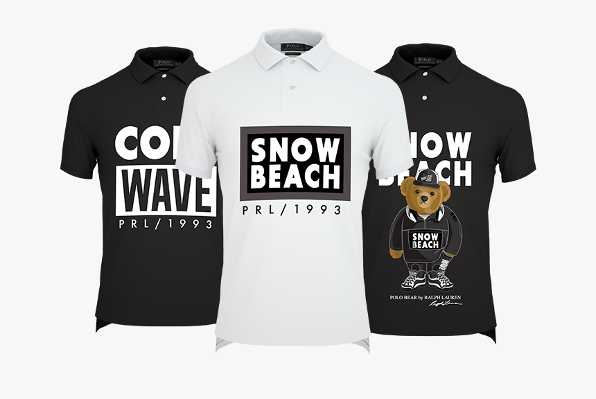 Black, White And Navy Polos With Snow Beach Customizations - Polo Shirt, HD Png Download, Free Download