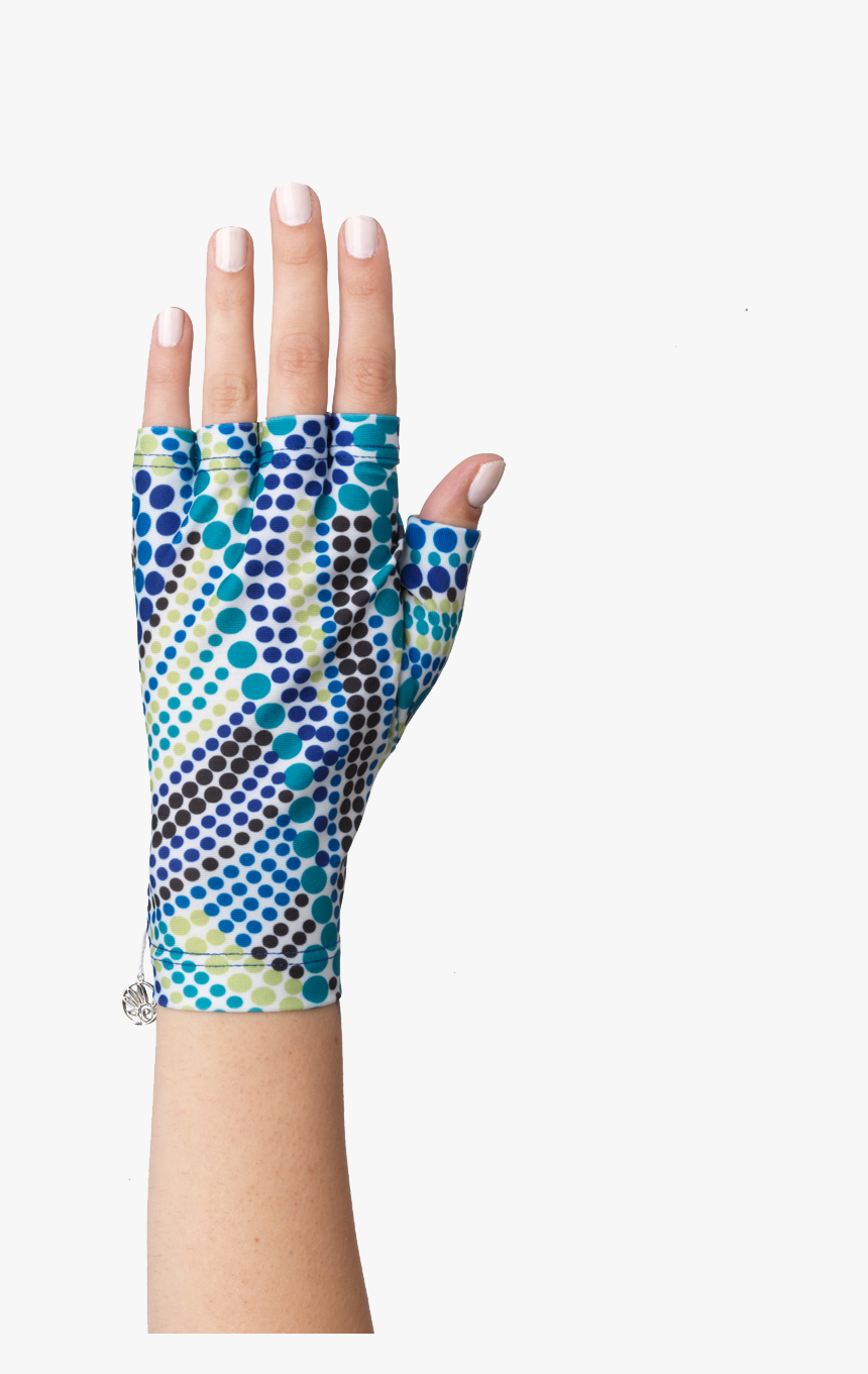 Blue, Green, Black Dots Fingerless Sun Gloves - Sign Language, HD Png Download, Free Download