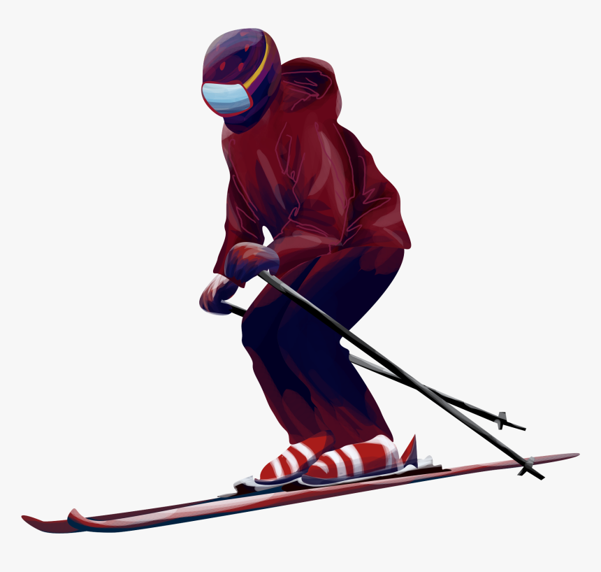 Hand Drawn Winter Ski Teenager Png And Psd - Drawn Skier Png, Transparent Png, Free Download