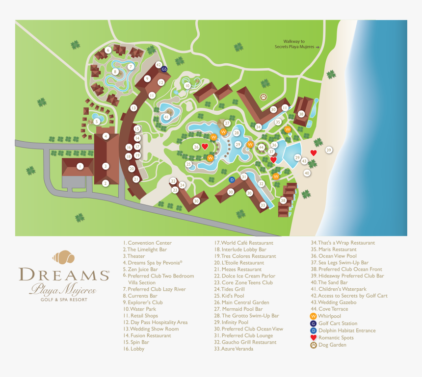 Dreams Playa Mujeres Golf & Spa Resort Map, HD Png Download, Free Download