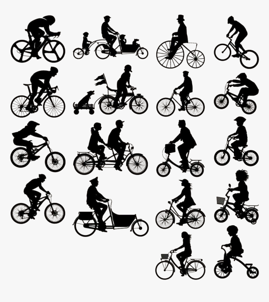 Bicycle Cycling Euclidean Vector Stock Photography - Riding Bicycle Silhouette Black, HD Png Download, Free Download